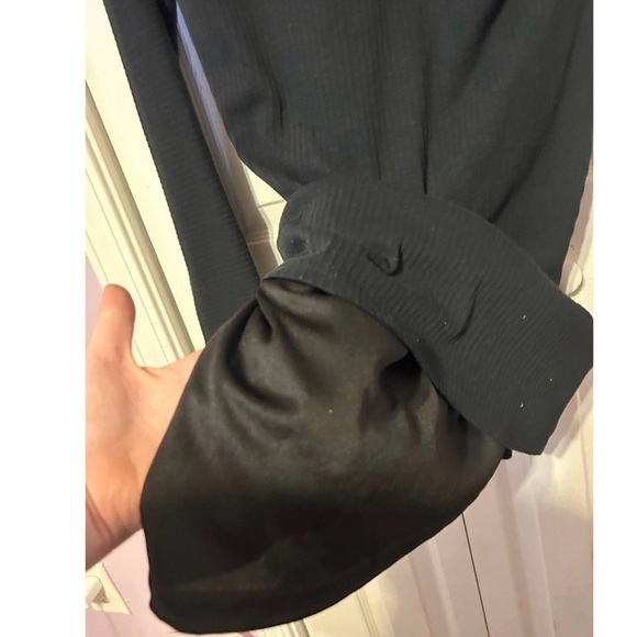 Revamped Black Long Sleeve V-Neck Dress Ruched Waist Size XL Little Black Dress - Picture 5 of 9